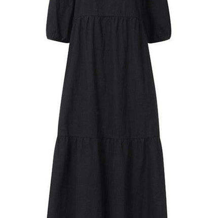 Chic Puff Sleeve Cotton Babydoll Midi Dress - Timeless Feminine Style - Très Elite