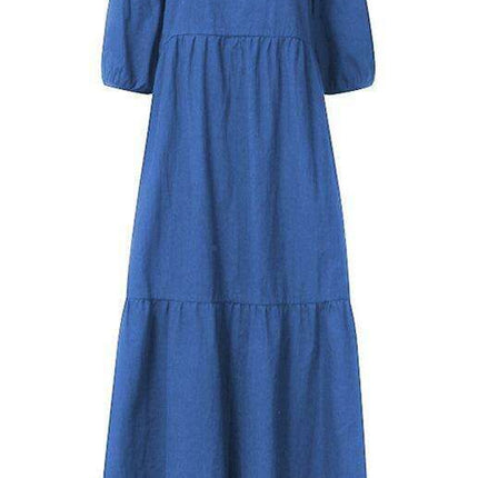 Chic Puff Sleeve Cotton Babydoll Midi Dress - Timeless Feminine Style - Très Elite