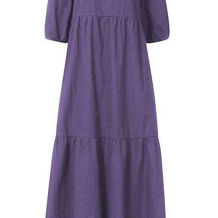 Chic Puff Sleeve Cotton Babydoll Midi Dress - Timeless Feminine Style - Très Elite