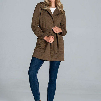 Chic Quilted Jacket with Adjustable Belt and Generous Front Pockets - Très Elite
