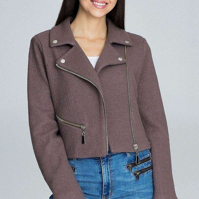 Chic Ramoneska Jacket with Elegant Lining and Trendy Zipper Details