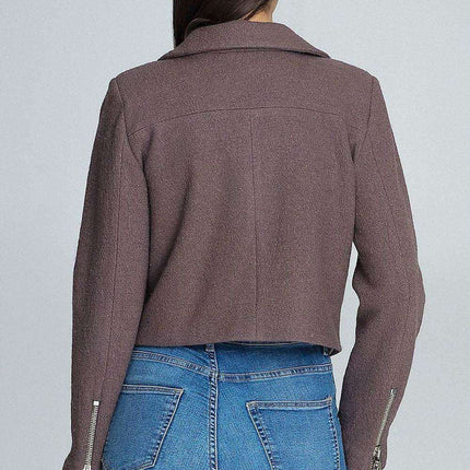 Chic Ramoneska Jacket with Elegant Lining and Trendy Zipper Details - Très Elite