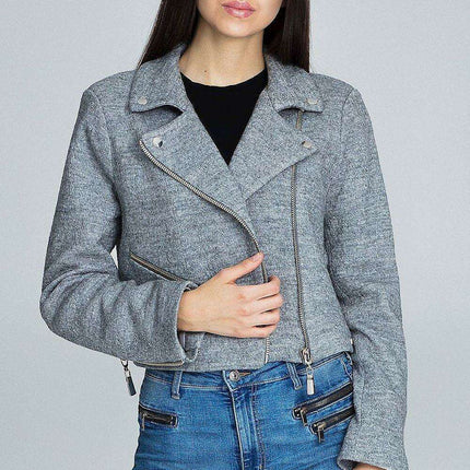 Chic Ramoneska Jacket with Elegant Lining and Trendy Zipper Details - Très Elite
