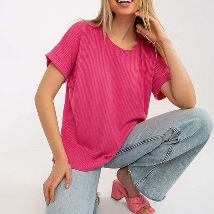 Chic Relaxed Ribbed Cotton Blouse - Très Elite