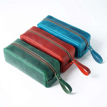 Chic Retro Leather Zippered Pen Holder - Perfect for Students and Collectors - Très Elite