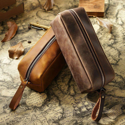 Chic Retro Leather Zippered Pen Holder - Perfect for Students and Collectors - Très Elite