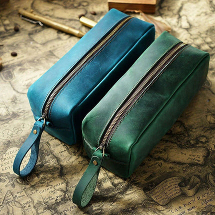 Chic Retro Leather Zippered Pen Holder - Perfect for Students and Collectors - Très Elite