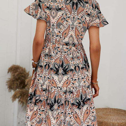 Chic Retro V-Neck Paisley Dress for Women - Très Elite