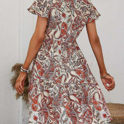 Chic Retro V-Neck Paisley Dress for Women - Très Elite