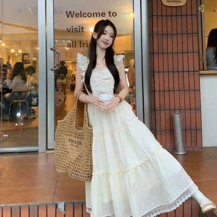 Chic Retro Y2K Midi Dress for Women - Versatile Beach and Party Wear with Stylish Short Sleeves