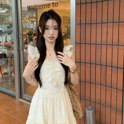 Chic Retro Y2K Midi Dress for Women - Versatile Beach and Party Wear with Stylish Short Sleeves