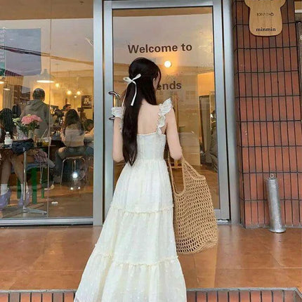 Chic Retro Y2K Midi Dress for Women - Versatile Beach and Party Wear with Stylish Short Sleeves