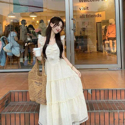 Chic Retro Y2K Midi Dress for Women - Versatile Beach and Party Wear with Stylish Short Sleeves