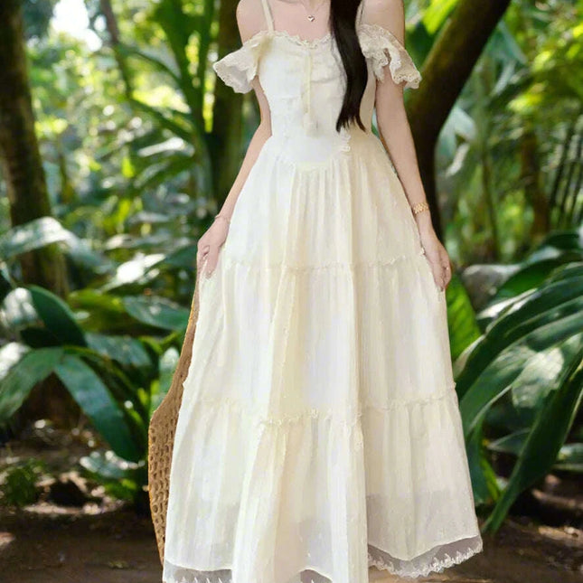 Chic Retro Y2K Midi Dress for Women - Versatile Beach and Party Wear with Stylish Short Sleeves