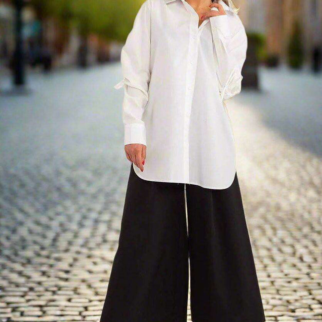 Chic Ribbed Cotton Long Sleeve Shirt