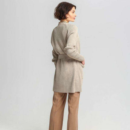 Chic Ribbed Knit Tie-Belt Cardigan - Très Elite
