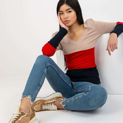 Chic Ribbed Long Sleeve Blouse With Heart Neckline Parisian - Très Elite