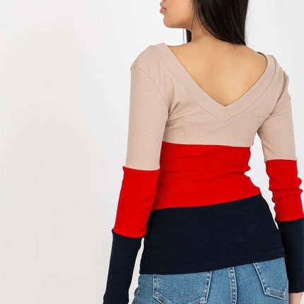 Chic Ribbed Long Sleeve Blouse With Heart Neckline Parisian - Très Elite