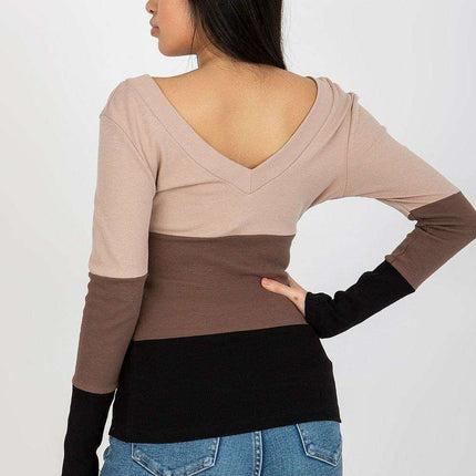 Chic Ribbed Long Sleeve Blouse With Heart Neckline Parisian - Très Elite