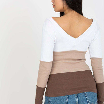Chic Ribbed Long Sleeve Blouse With Heart Neckline Parisian - Très Elite