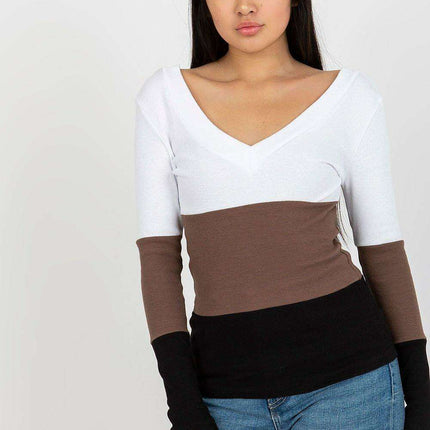 Chic Ribbed Long Sleeve Blouse With Heart Neckline Parisian - Très Elite