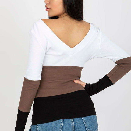 Chic Ribbed Long Sleeve Blouse With Heart Neckline Parisian - Très Elite