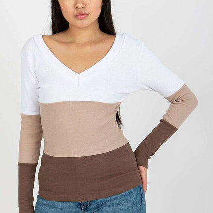 Chic Ribbed Long Sleeve Blouse With Heart Neckline Parisian - Très Elite