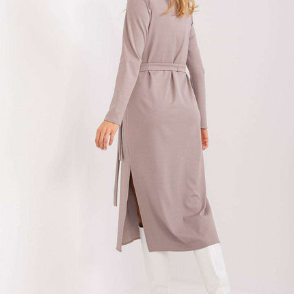 Chic Ribbed Midi Dress with Adjustable Waist Tie - Très Elite