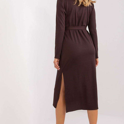 Chic Ribbed Midi Dress with Adjustable Waist Tie - Très Elite