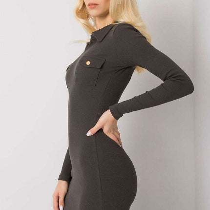 Chic Ribbed Pencil Dress With Heart Neckline Parisian Style - Très Elite
