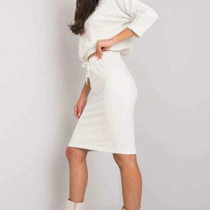 Chic Ribbed Top and Tailored Pencil Skirt Ensemble with Adjustable Waist Tie - Très Elite