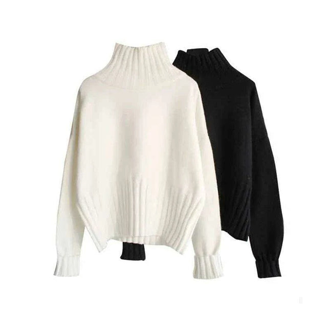 Chic Ribbed Turtleneck Pullover - Stylish Fit, Cozy Comfort