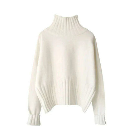 Chic Ribbed Turtleneck Pullover - Stylish Fit, Cozy Comfort