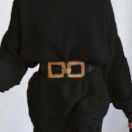 Chic Ripped Knit Sweater Dress with Cozy Comfort - Très Elite