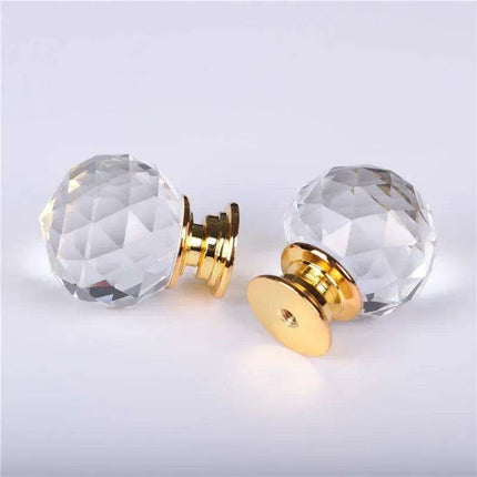 Chic Round Crystal Glass Drawer Knobs - Available in Various Sizes - Très Elite