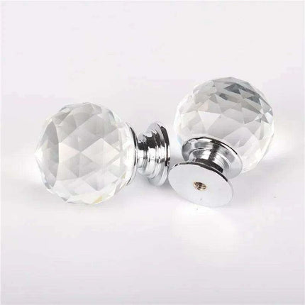 Chic Round Crystal Glass Drawer Knobs - Available in Various Sizes - Très Elite
