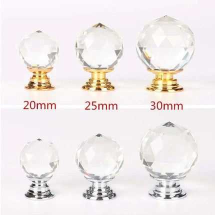 Chic Round Crystal Glass Drawer Knobs - Available in Various Sizes - Très Elite