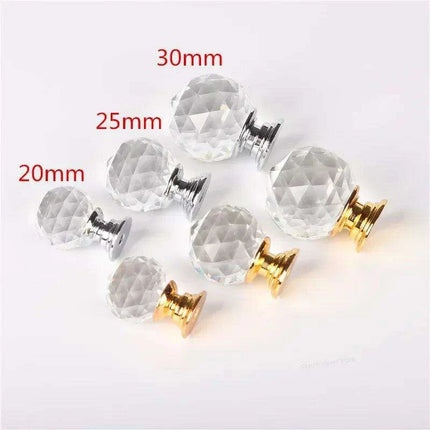 Chic Round Crystal Glass Drawer Knobs - Available in Various Sizes - Très Elite