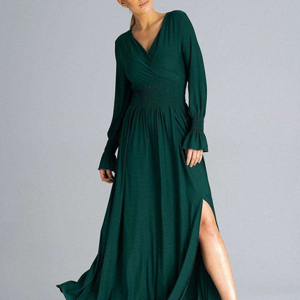Chic Ruched Sleeve Evening Maxi Dress - Très Elite