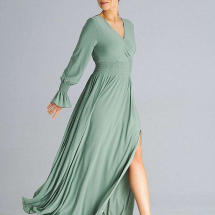 Chic Ruched Sleeve Evening Maxi Dress - Très Elite