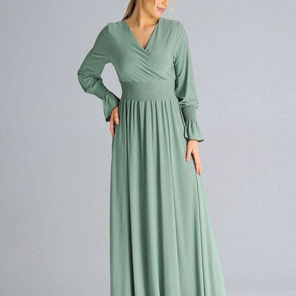 Chic Ruched Sleeve Evening Maxi Dress - Très Elite