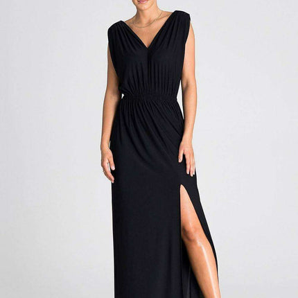 Chic Ruffle-Accented Maxi Dress with Pagon Details - Très Elite