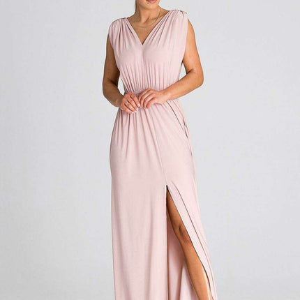 Chic Ruffle-Accented Maxi Dress with Pagon Details - Très Elite