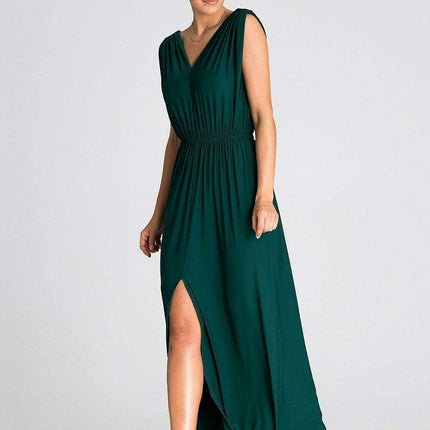 Chic Ruffle-Accented Maxi Dress with Pagon Details - Très Elite