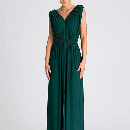 Chic Ruffle-Accented Maxi Dress with Pagon Details - Très Elite