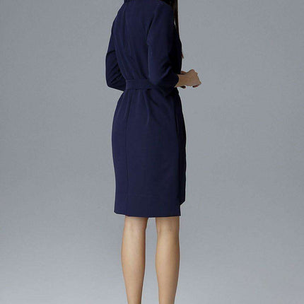 Chic Ruffle Neckline Cocktail Dress with Side Slits & Adjustable Waist - Très Elite