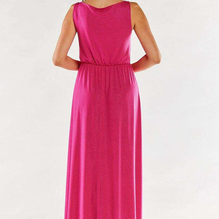 Chic Ruffle Neckline Maxi Gown with Sensational Side Slit - Polish Elegance - Très Elite