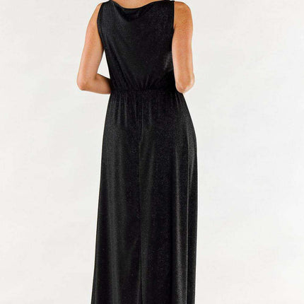 Chic Ruffle Neckline Maxi Gown with Sensational Side Slit - Polish Elegance - Très Elite