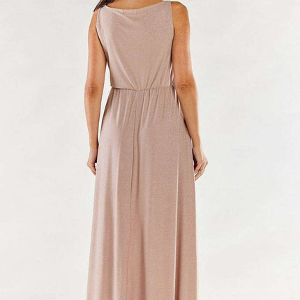 Chic Ruffle Neckline Maxi Gown with Sensational Side Slit - Polish Elegance - Très Elite