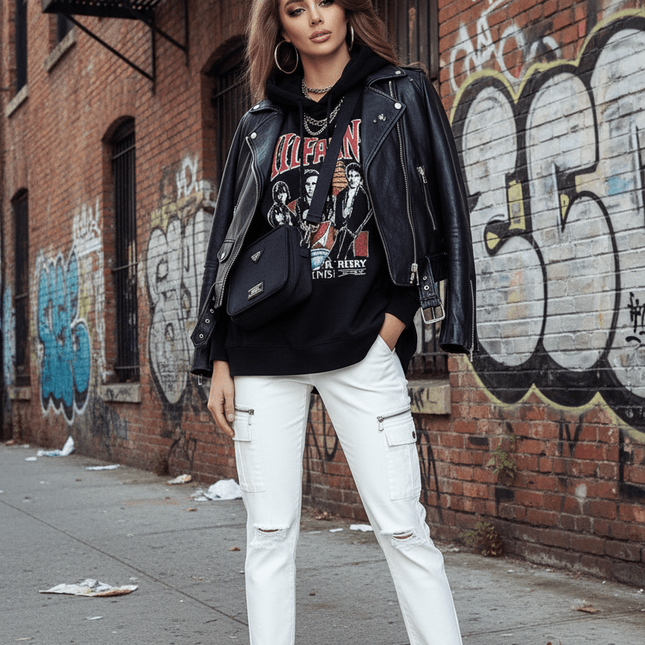 Chic Ruffled Blouse With Silver Accents Elegant Top